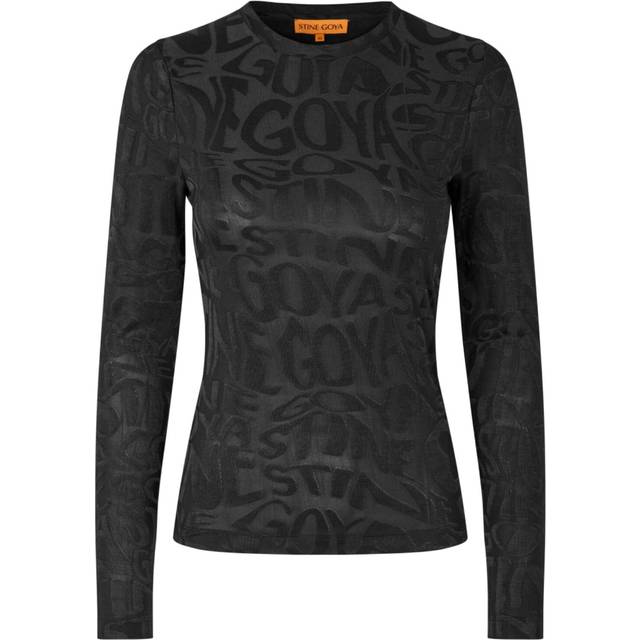 Stine Goya - Elastic Long Sleeve Top - Blus - Liquified Logo - XS/S