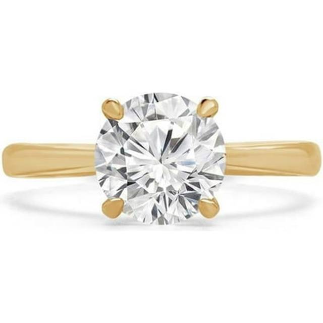 Majesty Diamonds MD240174-4 1 CT Round Lab Created Diamond Tapered Solitaire Engagement Ring in 14K Yellow Gold - Size 4