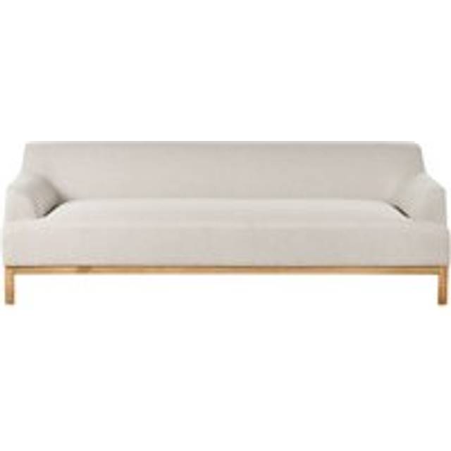 Beliani - Stylish 3 Seater Sofa Polyester Fabric Wooden Legs Living Room Light Beige Sosjo