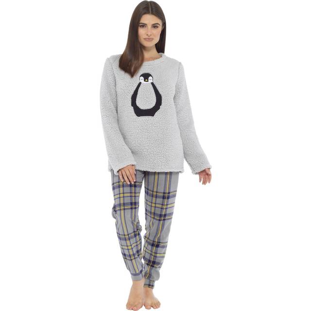 Women's soft touch fleece pyjamas, cosy animal lounge pyjama set pjs, size 10-20