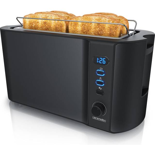 Arendo Frukost 4 slice long slot toaster, Double wall housing, with warming rack, 6 Browning settings, auto bread centring, Reheat Defrost Cancel