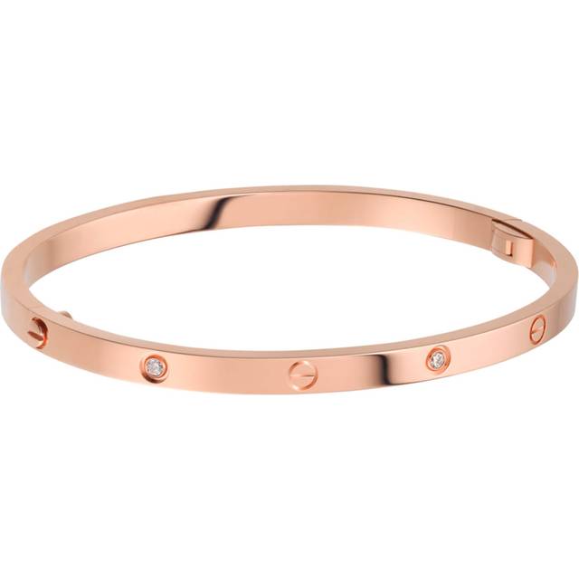 Cartier Womens Pink Love Small 18ct Rose-gold and 6 Diamonds Bracelet 17cm - PINK
