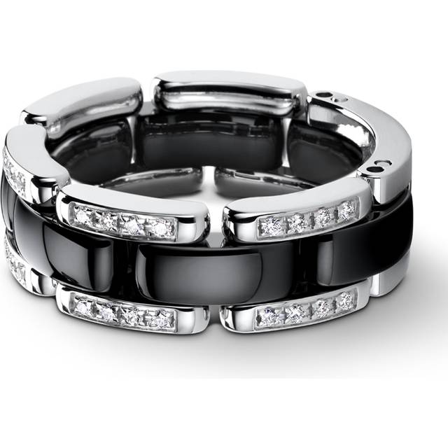 CHANEL Medium White Gold, Diamond And Ceramic Flexible Ultra Ring - 52