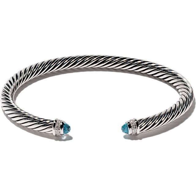 David Yurman - sterling silver Classic Cable diamond bracelet (5mm) - women - Topaz/Silver/Diamond - M