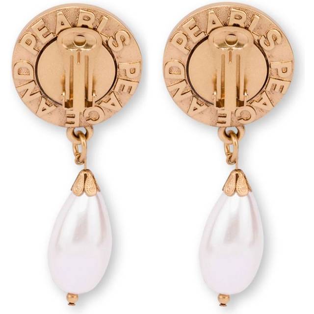 Moschino - Peace and Pearls drop earrings - women - Brass/Zamak/Resin - One Size - Gold