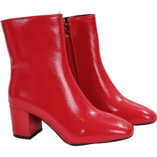 SHEIN Fashion Match Black Corset, French Style High Heel Leather Ankle Boots For Women, 2024 Autumn-Winter New Arrival With Patent Leather And Chunky Heels,