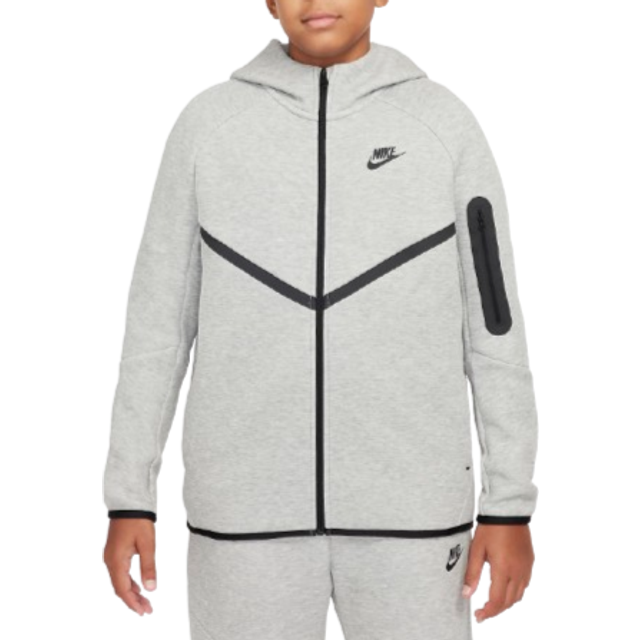 Nike Sportswear Tech Fleece Older Kids' Full-Zip Hoodie (Extended Size) - Grey - Cotton/Polyester - S+