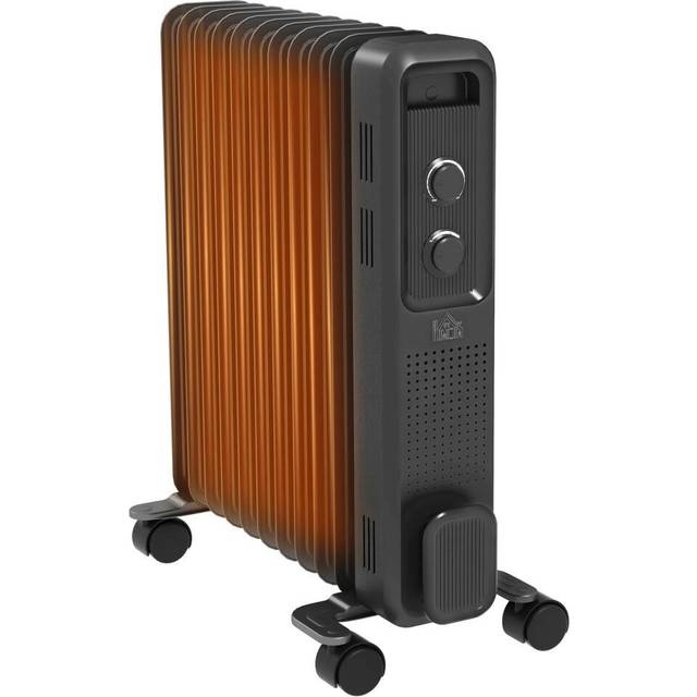 HOMCOM Oil Filled Radiator Portable Heater W/ 11 Fin, 3 Heat Settings, Grey