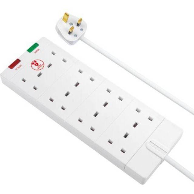 Masterplug 2m Eight Socket Surge Protected Extension Lead