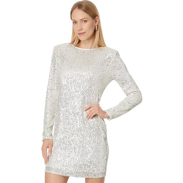 CeCe Long Sleeve Fitted Crew Neck Boxy Shoulder Dress
