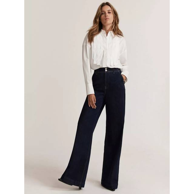 Mint Velvet Tailored Wide Leg Jeans, Blue Navy