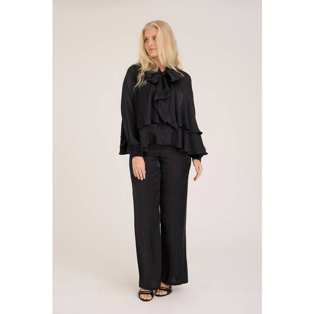 A-VIEW Vilja Shimmer Tie Neck Top, Black