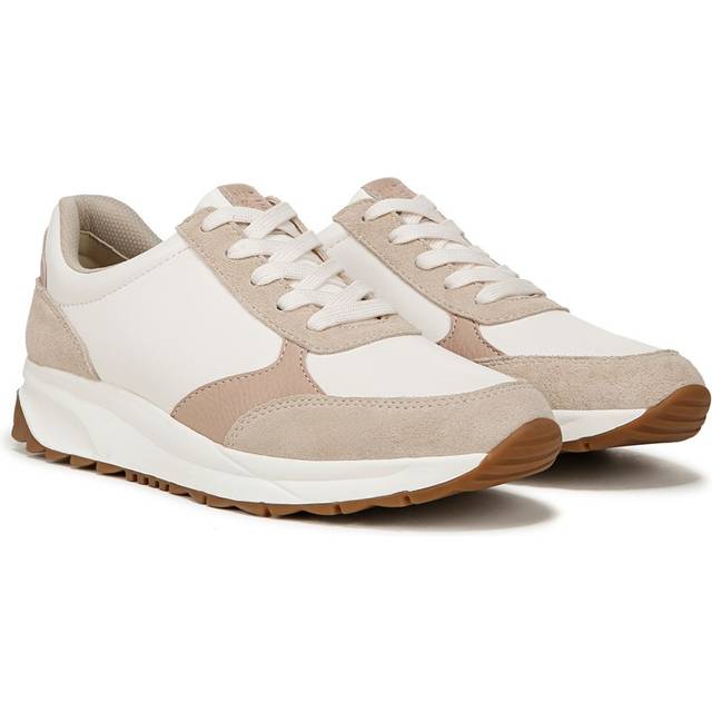 Naturalizer Shay Lace Up Sneaker Wedges, Warm White / Porcelain Suede Leather, 5.5M Almond Toe