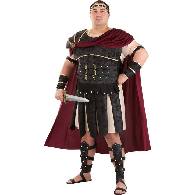 Plus Size Roman Gladiator Costume for Men | Gladiator Costumes - Brown&#47;Red&#47;White (3X)