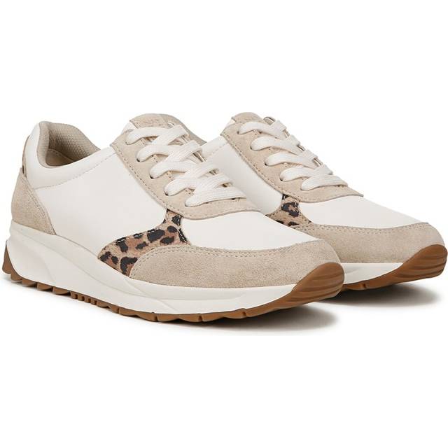 Naturalizer Shay Lace Up Sneaker Wedges, Warm White / Leopard Leather, 8.0M Almond Toe