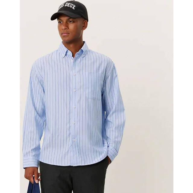 Les Deux Kolton Herringbone Poplin Shirt Herr Långärmade Skjortor Stl. L - Från Magasin - Hvid (L)