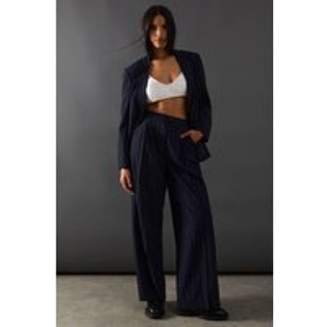 Womens The Ultimate Pinstripe Wide Leg Trouser - Navy - 8