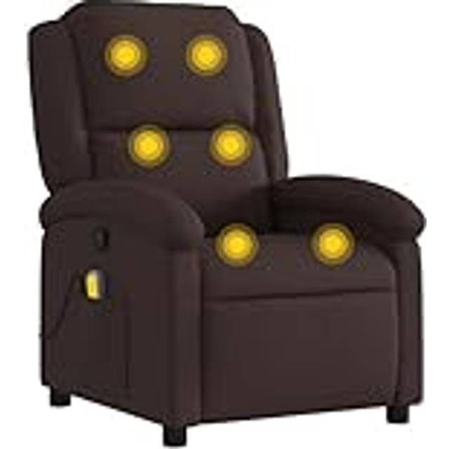 Massagefåtölj mörkbrun tyg