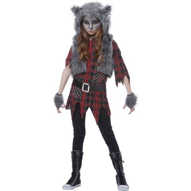 Werewolf Costume for Girls | Scary Halloween Costumes - Gray&#47;Red (XS)