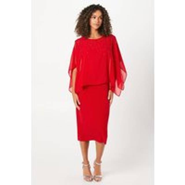 Wallis womens party dress red navy midi hotfix embellished crew neck sleeveless