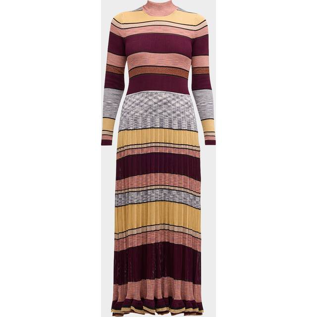 Evangeline Striped Mock-Neck Knit Maxi Dress - SUNDOWN - X-Large