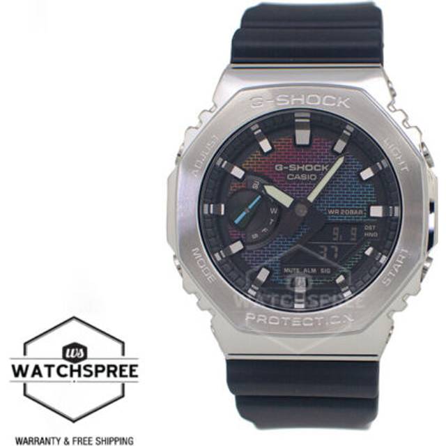 Casio G-Shock Analog Digital Rainbow Brick Wall Multicolor Dial Quartz GM-2100RW-1A 200M Men&#39;s Watch