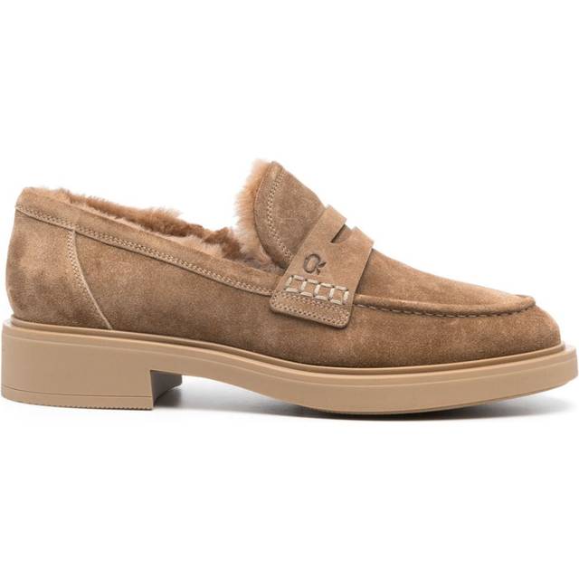 Gianvito Rossi - Harris suede loafers - women - Calf Leather/Calf Suede/Rubber/Sheep Skin/Shearling - 36 - Brown