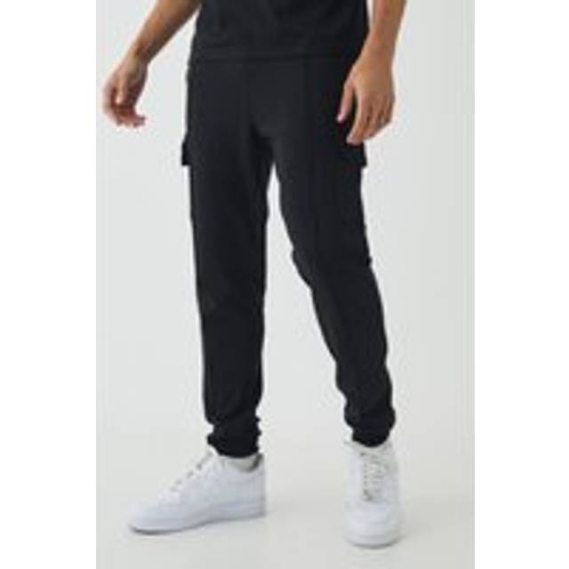 Slim Fit Heavyweight Interlock Cargo Jogger - Black - M