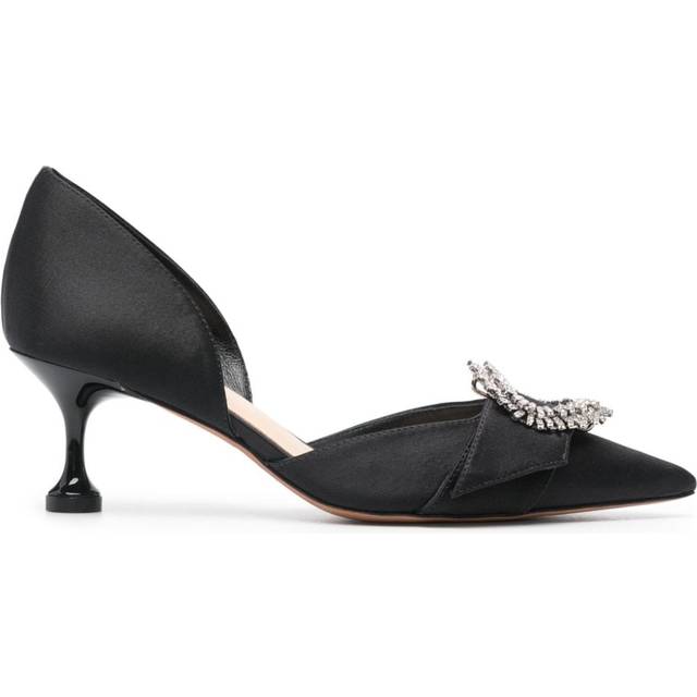 Alexandre Birman - Madelina Flare 50mm satin pumps - women - Fabric/Calf Leather/Calf Leather - 38 - Black