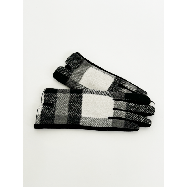 SVNX Womens Black And White Checked Print Gloves - One Size - Black/White