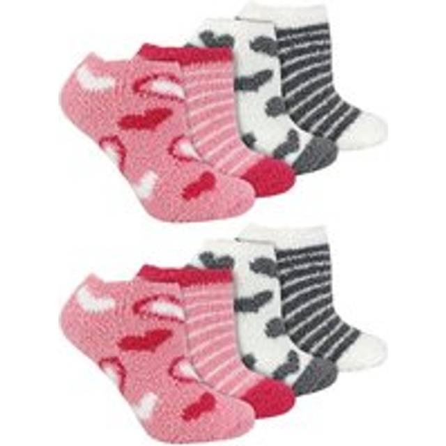 (4-8 UK, Pink) Sock Snob - 8 Pack Ladies Animal Print Low Cut Cosy Socks