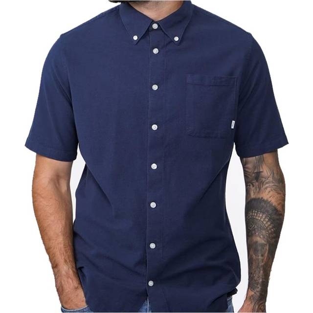 Jack & Jones Mens Slim Fit Short Sleeve Shirt - Navy - Size Small
