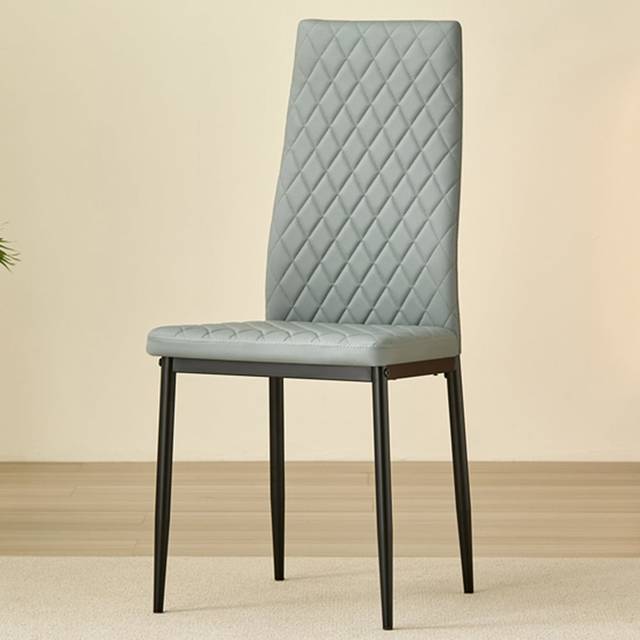 Emily Leather Comfort Dining Chairs - Grey - Set of 4 - One Size
