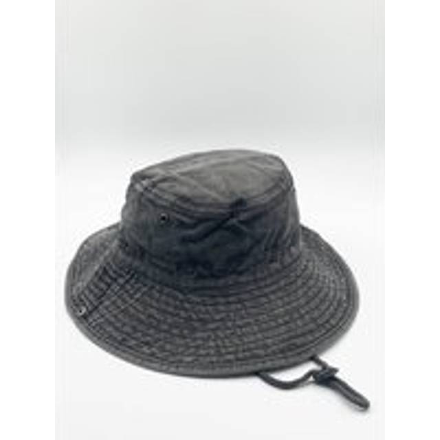 Grey Distressed Denim Safari Bucket Hat with Toggle Adjuster - One Size