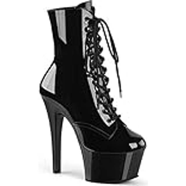 Pleaser Delight 1020 dam utan vaddering korta ben stövlar, Blk Pat Blk, 43 EU