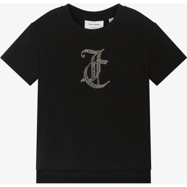 Juicy Couture Girls Black Cotton Diamante Logo T-Shirt - 15-16 year