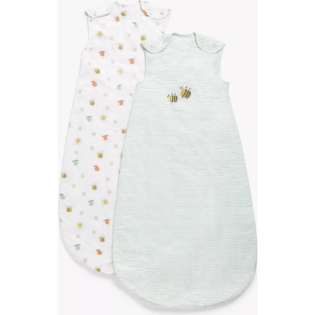 John Lewis Oh My Darling Bee & Stripe Print Sleeping Bag, 1 Tog, Pack of 2, Multi