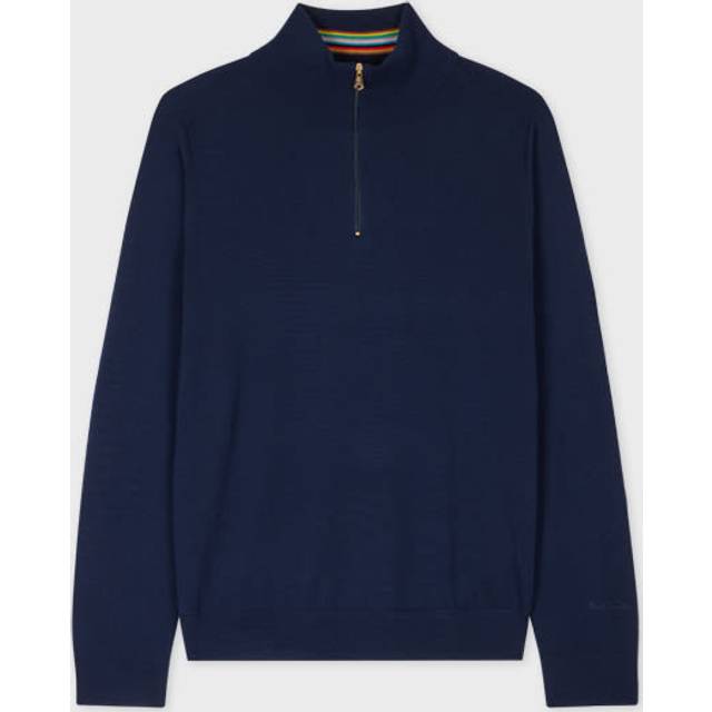 Paul Smith Navy Merino Wool Half-Zip Sweater Blue