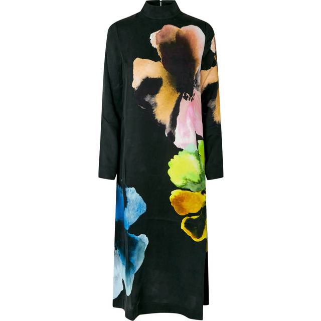 Stine Goya Long Sleeve Midi Dress, 2263 Dry Viscose Dam Midiklänningar Stl. XS - Från Magasin - Watercolor Bloom Maxi (XS)