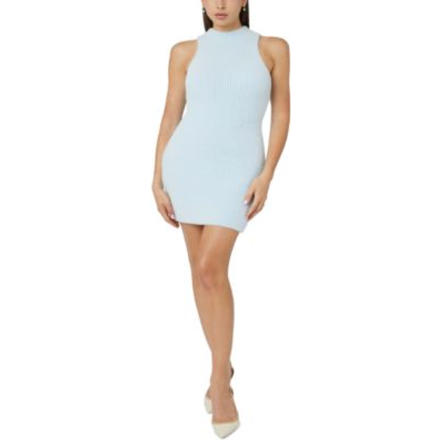 Guess Fuzzy Yarn Sweater Mini Dress - Blue - XXL