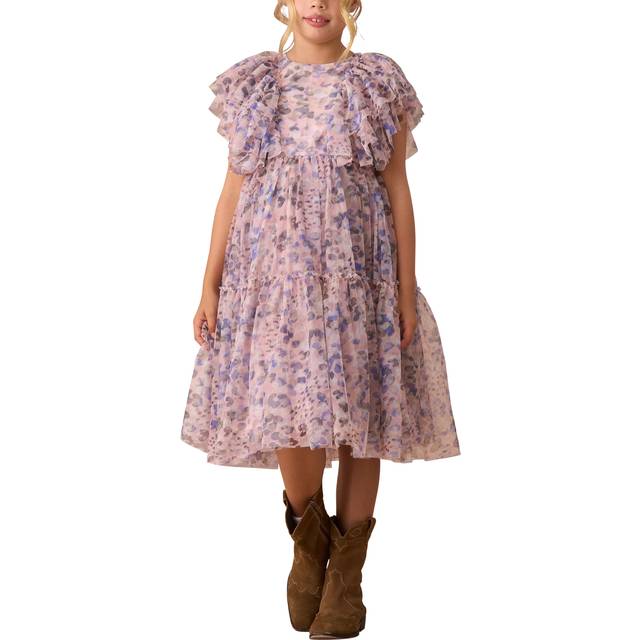Angel & Rocket Kids' Frill Mesh Dress, Pink