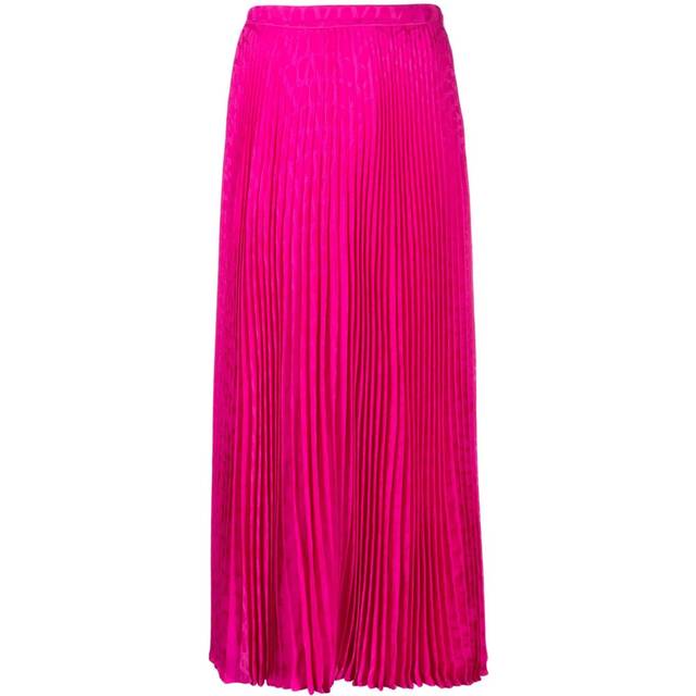 Valentino Garavani - pleated midi skirt - women - Silk/Viscose/Elastane - 38 - Pink