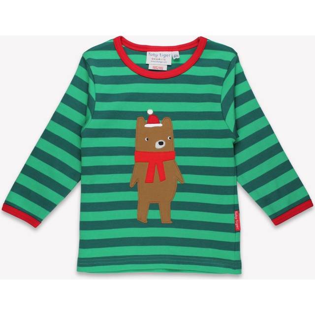 Toby Tiger Organic Christmas Bear Applique Long-Sleeved T-Shirt