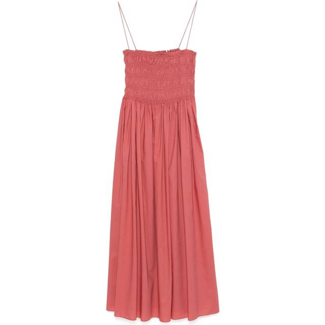 Matteau - shirred-panel maxi dress - women - Organic Cotton - 4 - Pink