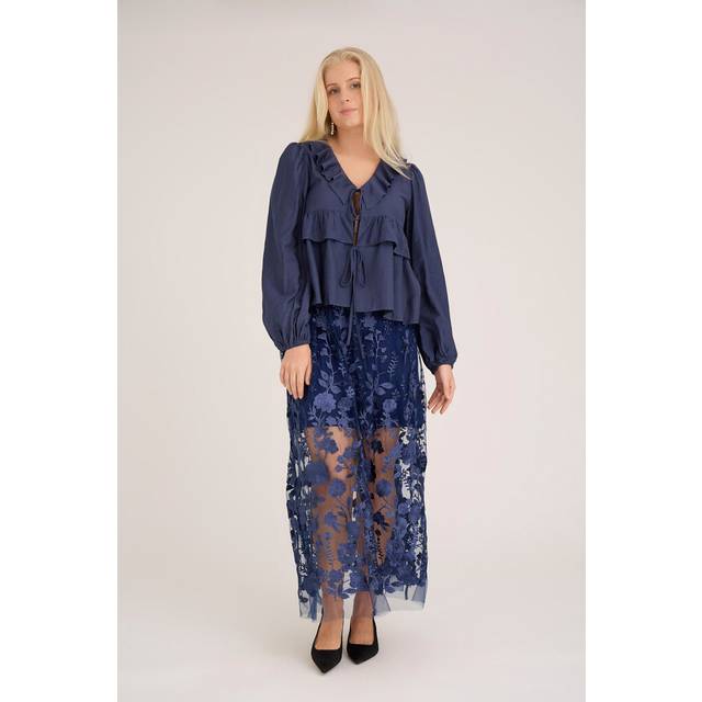 A-VIEW Charlotte Ruffle Blouse, Navy