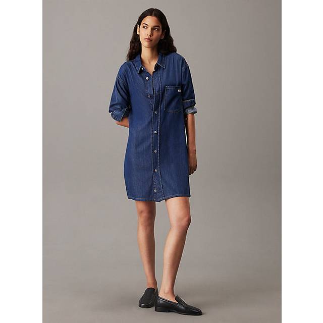 CALVIN KLEIN JEANS Lyocell Belted Denim Shirt Dress |Blå |M