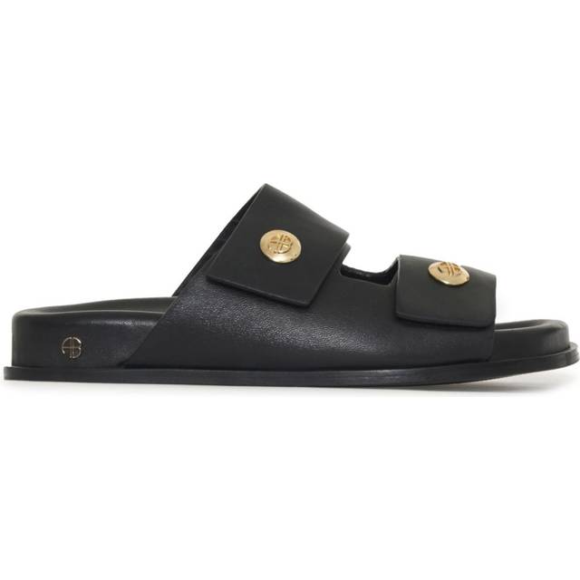 ANINE BING - Ella leather slides - women - Leather/Lamb Nubuck Leather/Leather - 37 - Black