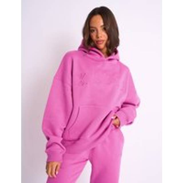 Kaiia Slogan Oversized Hoodie Bubblegum Pink