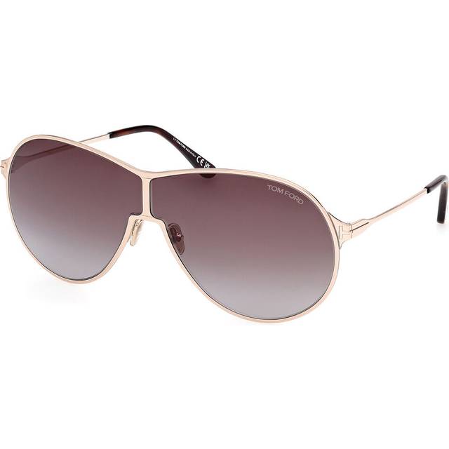 TOM FORD Unisex FT1174 GAIA 28K Sunglasses Metal Gold Brown Pilot Normal