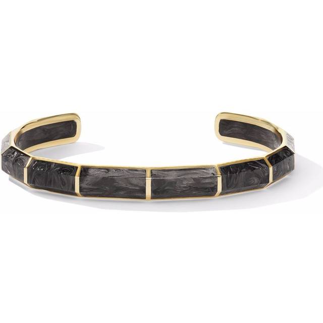David Yurman - 18kt yellow gold and carbon Faceted Cuff bracelet (8.5mm) - men - Carbon/18kt Yellow Gold - M